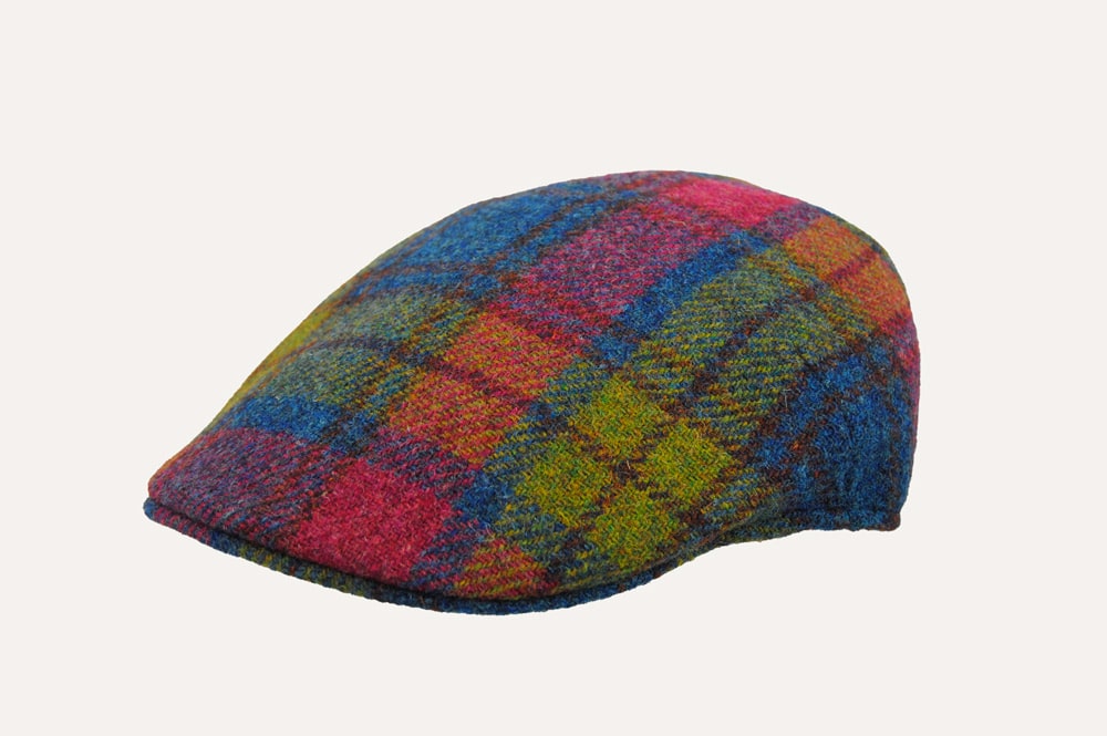 Gorra cuadros Harris Tweed fucsia