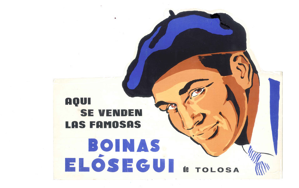 Cartel Boinas Elosegui, Aquí se venden boinas elosegui. Boinas Elosegui